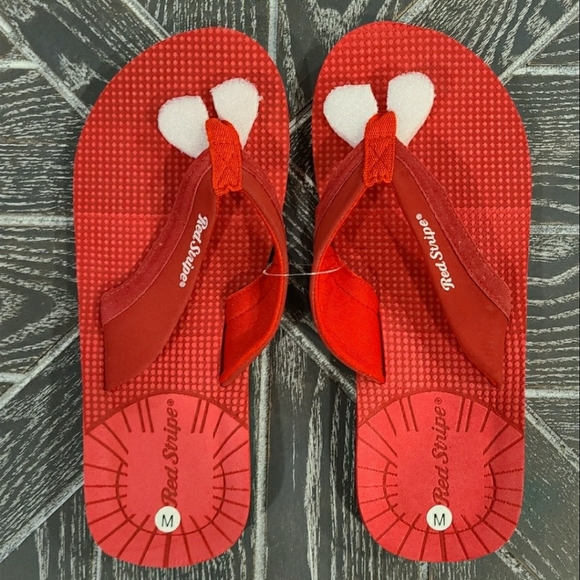 red stripe flip flops